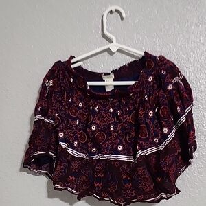 Forever 21 Navy and Red Boho Mini Skirt